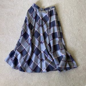 Jaeger London-made, wool plaid midi skirt
